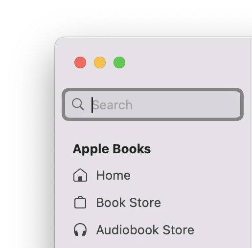 Books sidebar in Sequoia, Search selected